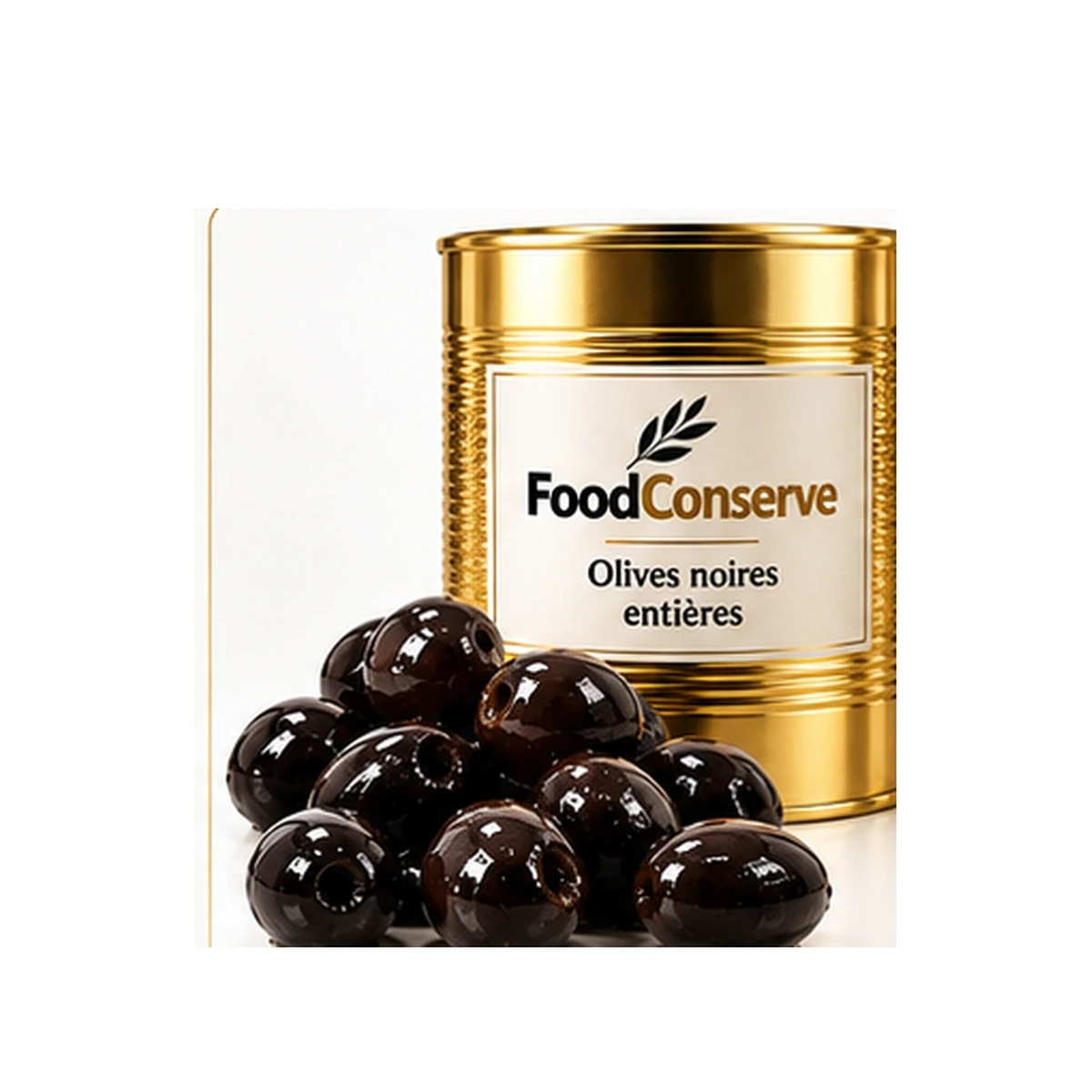 Boîte dorée FoodConserve : Olives noires entières