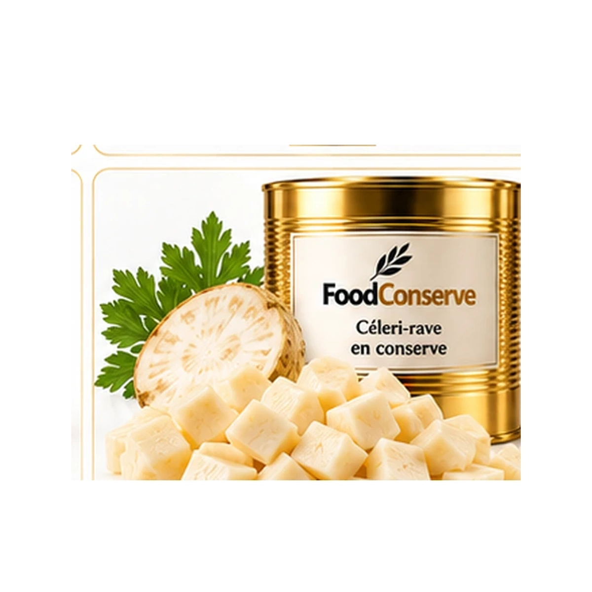 Boîte dorée FoodConserve : Céleri-rave en conserve